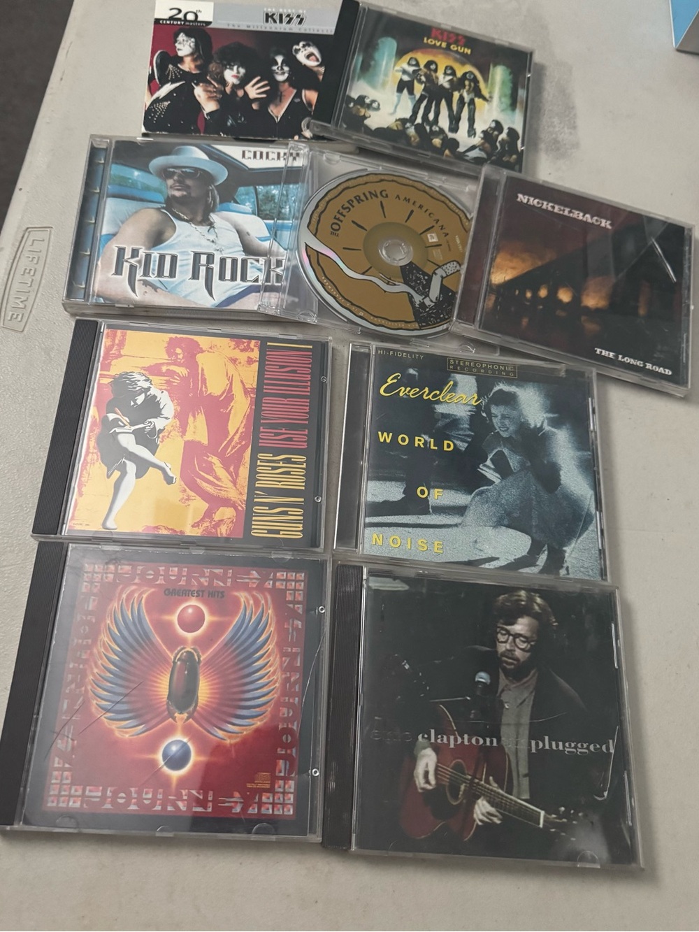 Mixed Rock CD Lot of 9 - Assorted Artists (KISS, Nickleback, Everclear, Clapton)